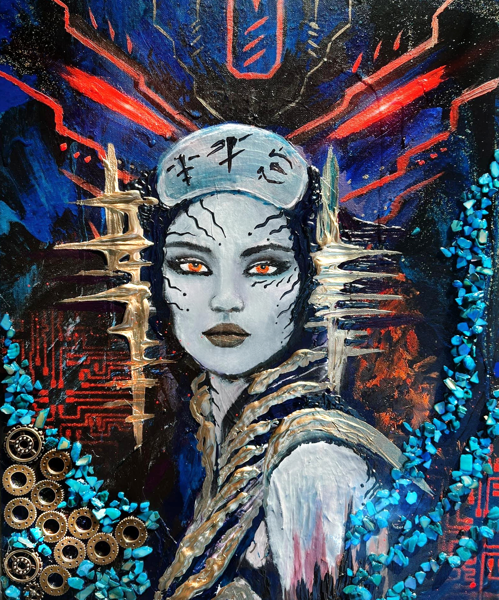 contemporary sci fi painting by Margarita Monet futuristic surreal artwork