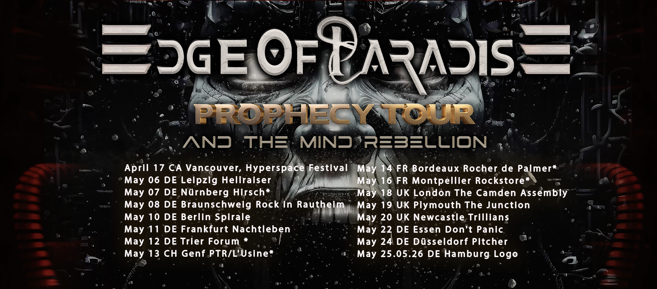 hellraiser, berlin, edge of paradise tour dates, Germany, France, UK, Vancouver